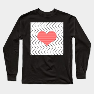 Abstract geometric pattern - heart - zigzag - black and red. Long Sleeve T-Shirt